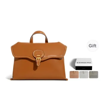 Cthulhu Cow Leather Commute Messenger Bag Elegant Women's Crossbody Handbag Medium Size Women's Brown