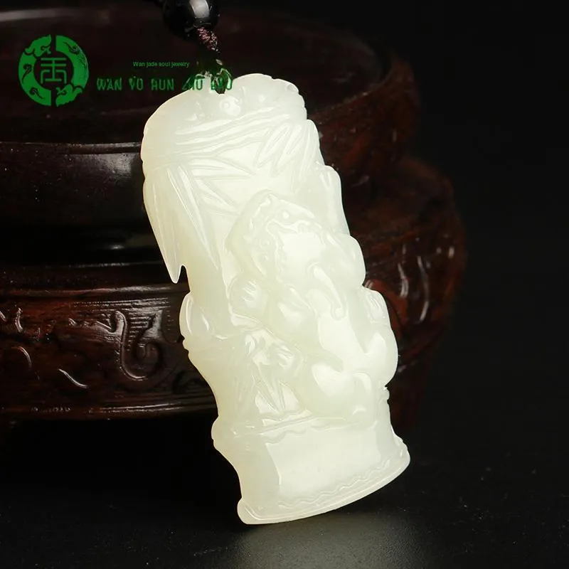 WANYUHUN Hetian Jade Pendants White Jade Unisex-3