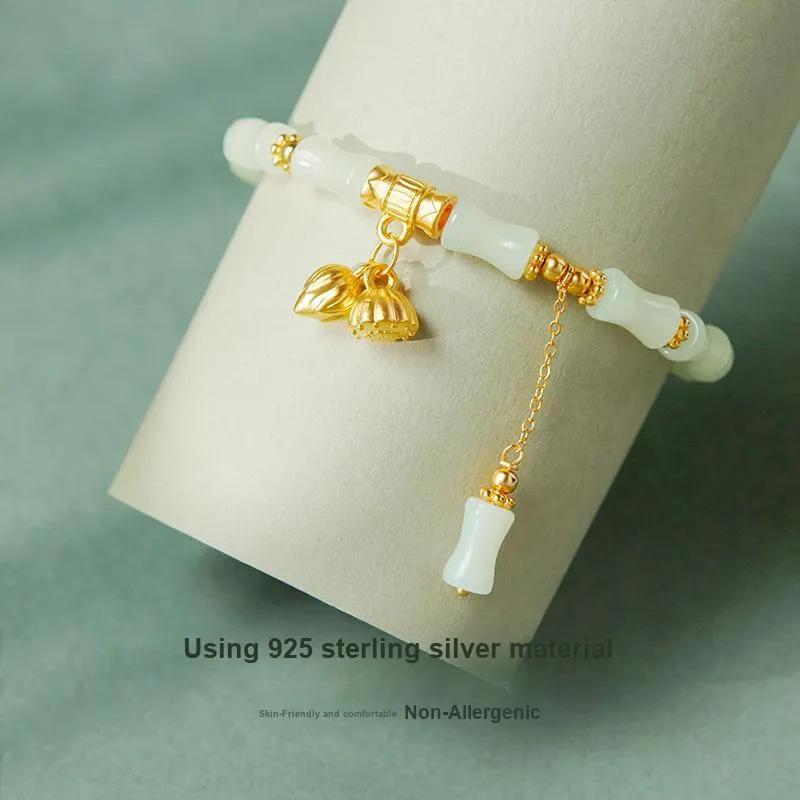 DIHUAJI Hetian Jade Bracelets Pale Greenish White Jade Women's-2