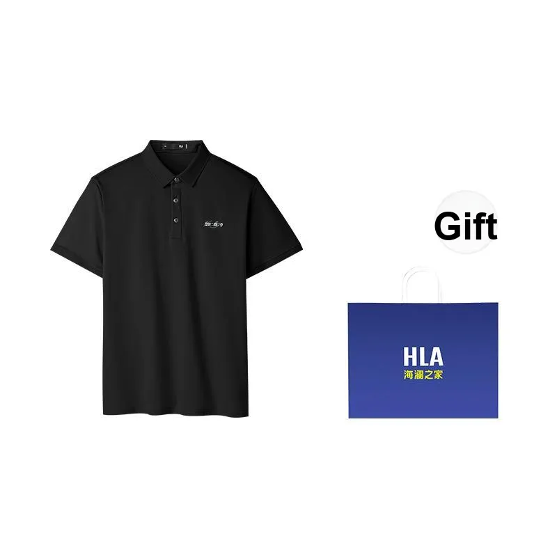 HLA Cooling Quick Dry Color Blocking Embroidery Classic Collar Pearl Beaded Short-Sleeved Polo Shirt Men's