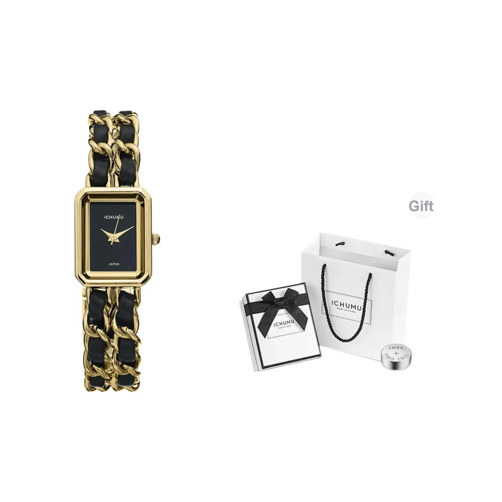 ICHUMU Кварцевый механизм Женские часы 26мм*20мм*8мм Черный