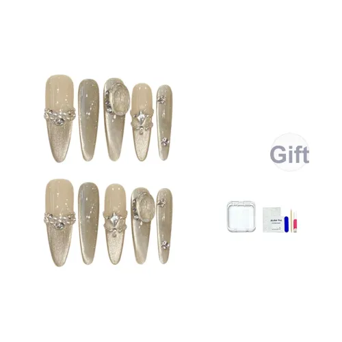 JINGCHANXUE Ручной Широкий Свет Жемчужная цепочка False Nail Длинный Роскошь Градиентный Кошачий глаз 20 мм