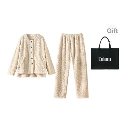 Q'NIANMA Пижамный комплект Женская Сумка для покупок Экрю