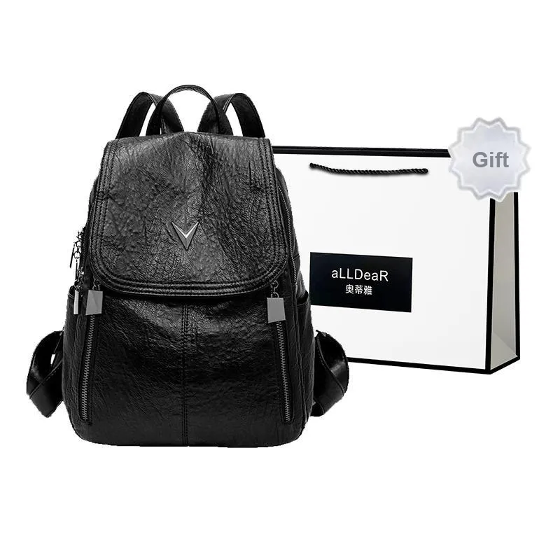 ALLDeaR PU Backpack Women's Gray/Brown/Black-6