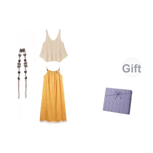 DITB Желтый COVER UP+Платье-камзол+Ремень Женские Слиплатья