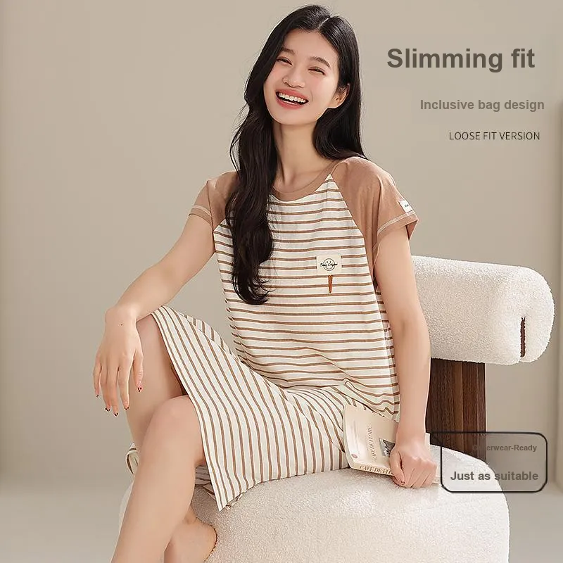 XIAFENYAN Nightgown Women's Brown-3