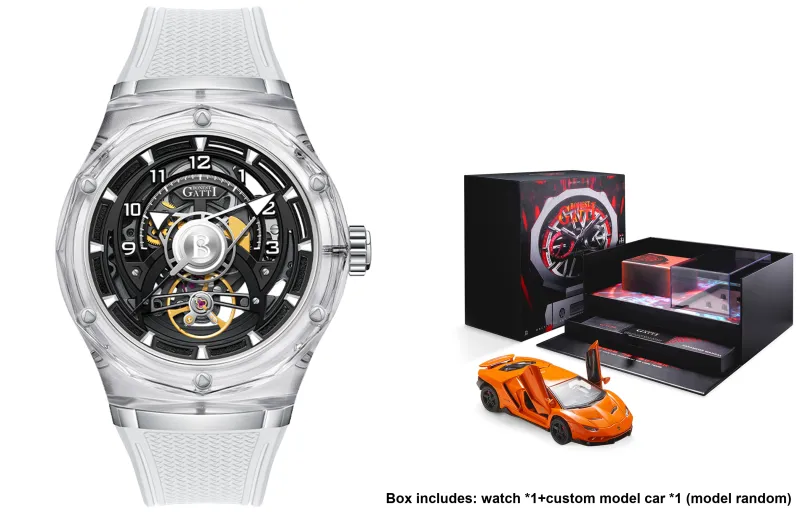 BONEST GATTI Automatic Mechanical Movement Rubber Strap Watch Men's Watches Black Dial-16