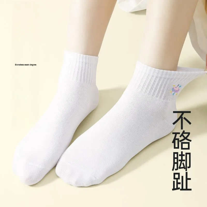 H YXIANG Ankle Socks Women's 5 Pack White-4