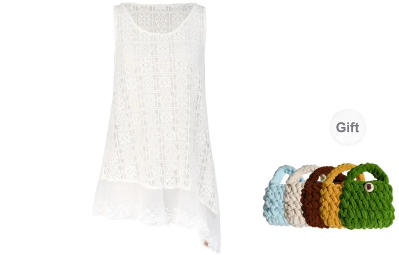 Madgood Sleeveless Dress Women's White Comes With Earphone Case-0
