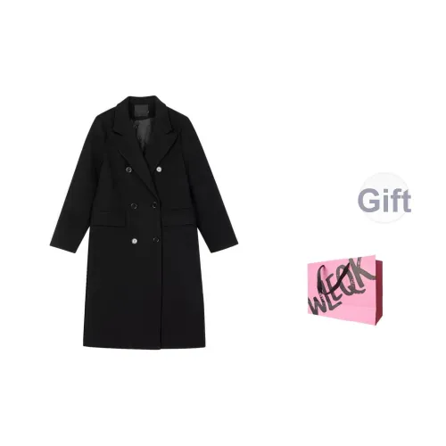 WLEQK Звездообразующий черный женский пальто