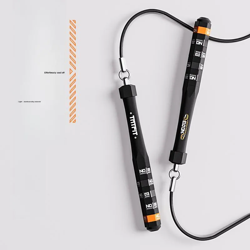 TMT Fitness Training Non Countable Jump Ropes Adults PVC+Steel Wire Rope Aluminum Alloy Controller 3m Black-4