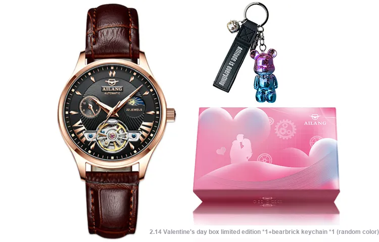 AILANG Automatic Mechanical Movement Genuine Leather Strap Watch Women's Watch White Dial-7