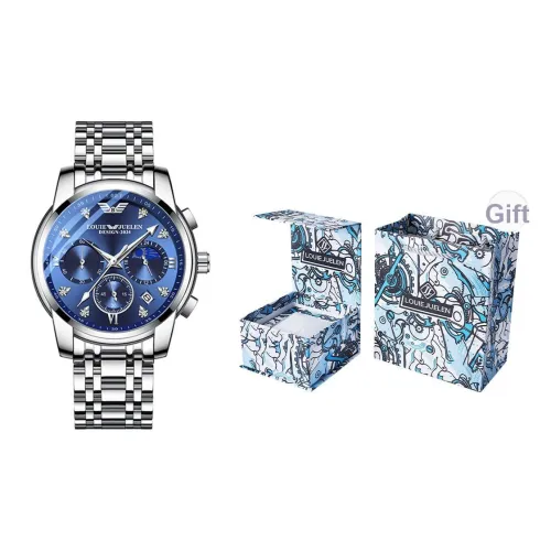 LOUIE JUELEN Кварцевый механизм Мужские часы 40 мм Синий