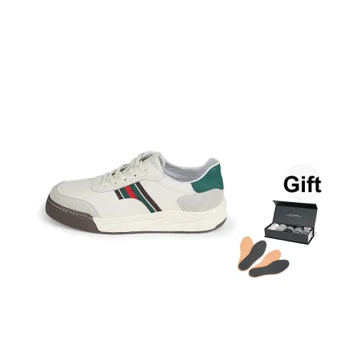 LIPAULT Высота Увеличивающие Устойчивые к Износу Легкие Противоскользящие Низкие Кроссовки для Скейтбординга Мужские Белые Зеленые