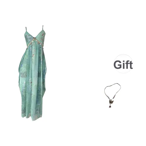 BIFH Зеленое платье + ожерелье женские слиплатья