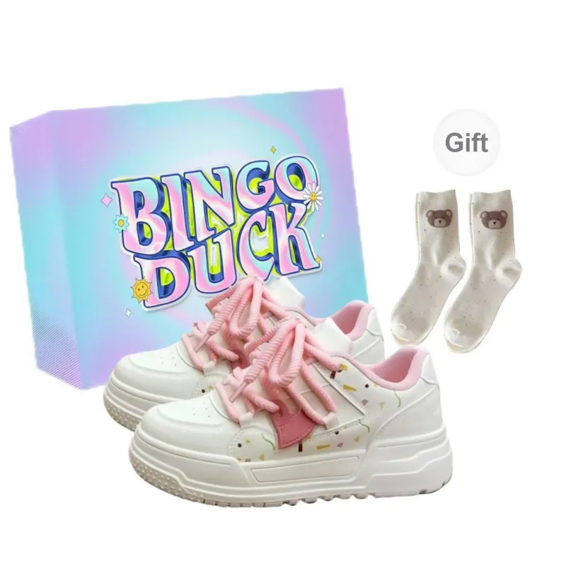 BINGO DUCK Coverage Slip Resistant Low Top Skateboard Shoes Women's-0