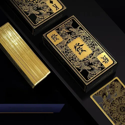 BENNIU Card Board Game Nine Five Supreme Crystal Luxury Gold Mahjong Poker Card Set Poker Cards