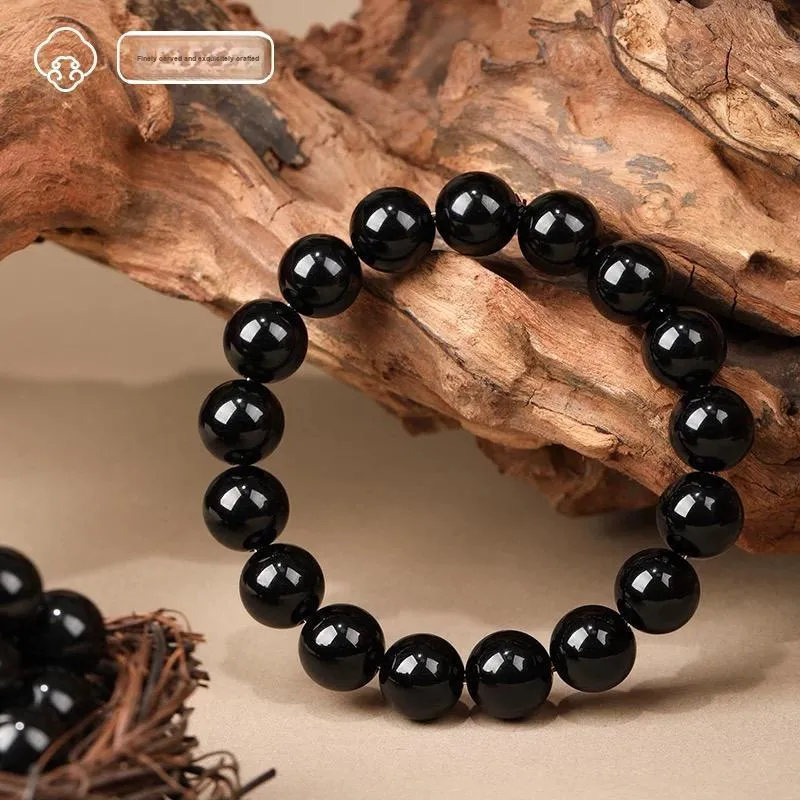 Stone On The Line Natural Obsidian Bracelets Unisex-3