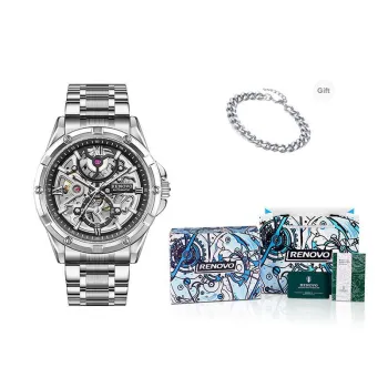 RENOVO Explorer Collection Automatic Mechanical Movement Watch Unisex Cut Out Dial