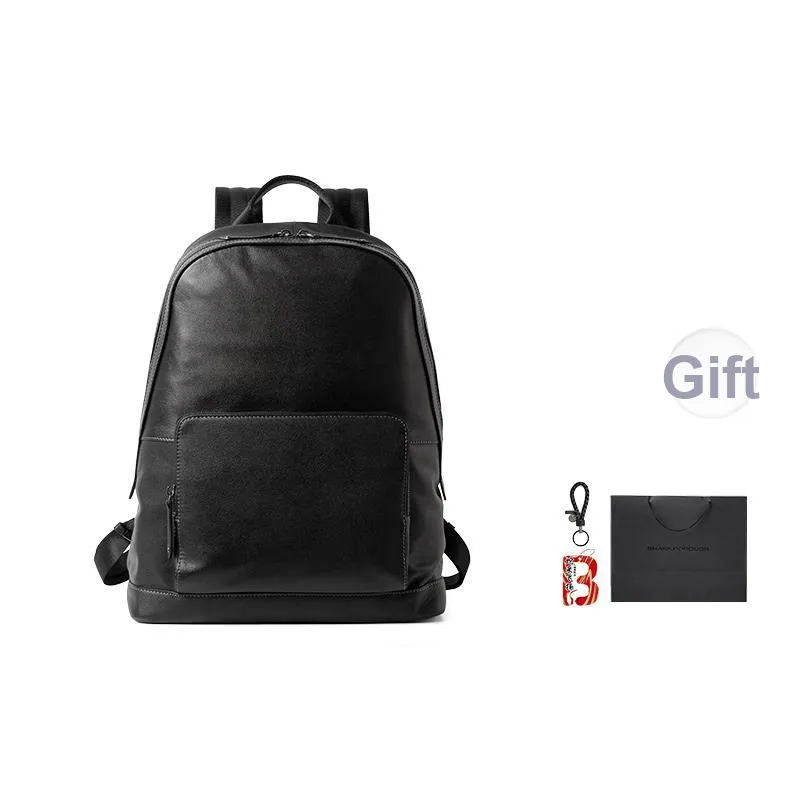 Sharkborough Cow Leather Backpack Medium Size Men's Black