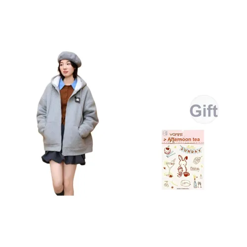 ZIHAN Light Gray Women's Short Coat ZIHAN Светло-серый женский короткий пальто