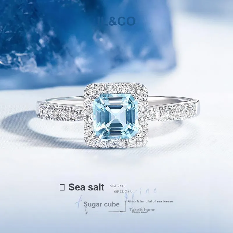 IL&CO. Natural Aquamarines Rings Women's-1