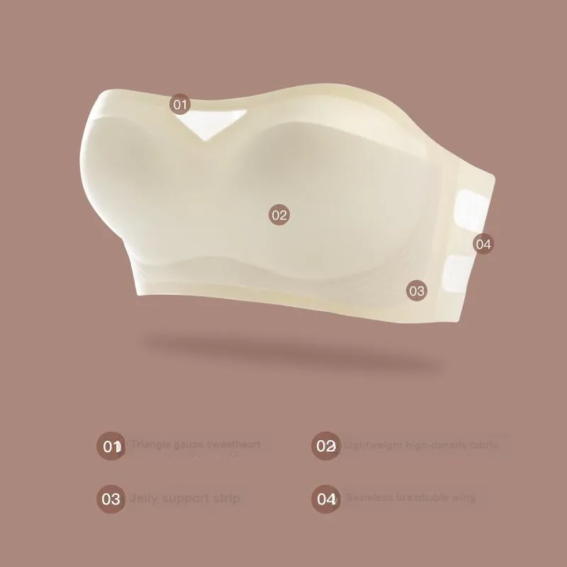 GORRENNO Strapless Bra Women's Milk White-25