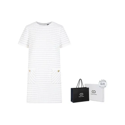 Chester Charles Короткий рукав Платье Женское Белое