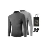 Mock Neck Fleece-Lined 2 Pack (Dark Gray+Light Gray) with 2 Pack Socks+Shopping Bag