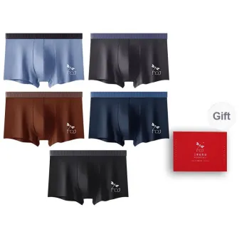 RED DRAGONFLY 100% Cotton Underpants Skin Friendly And Comfortable Men's 5 Pack Gift Box Set