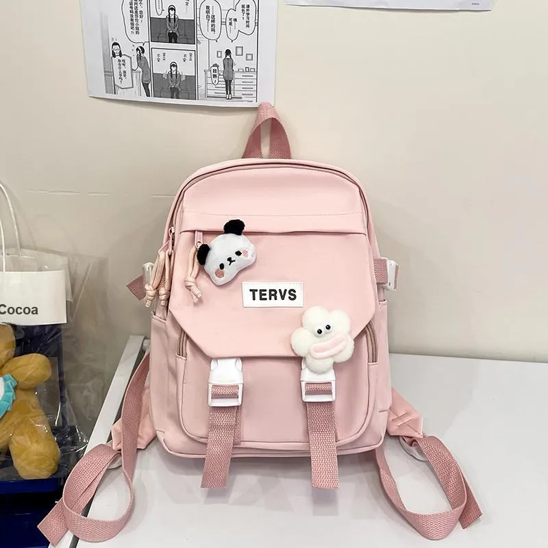 URBAN FOREST Nylon Backpack Unisex White/Black/Yellow/Green/Blue/Pink-30