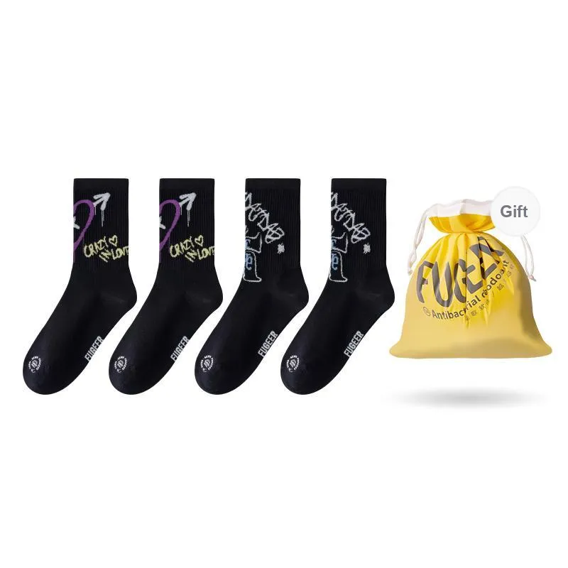 FUGEER Mid Calf Socks Women's 4 Pack-25