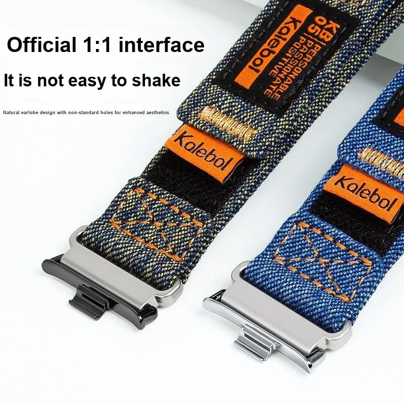 MSSM Watch Band Xiaomi Red Beige Compatibility 130 200mm Denim Material-7