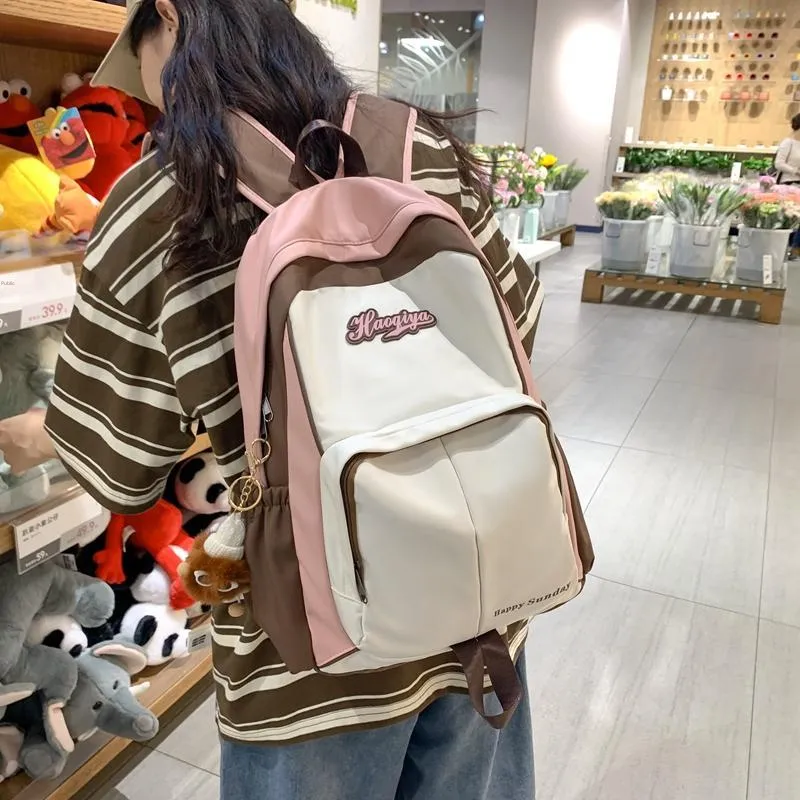 SWIMADE Nylon Backpack Regular Unisex Blue/Pink/White/Black-3