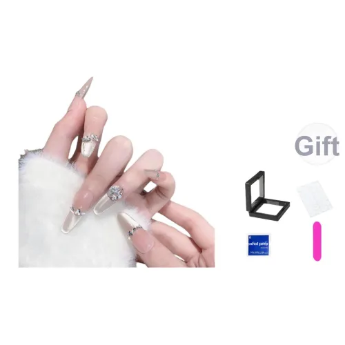 XNTX Премиум Кошачий глаз Сверкающий страз False Nail Овал Мягкий Color Series Телесный Стиль Instagram