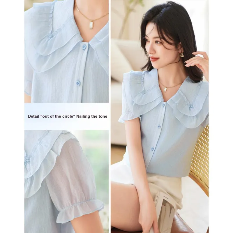 Like The Age Of Water Summer Shirt Women's Blue-3