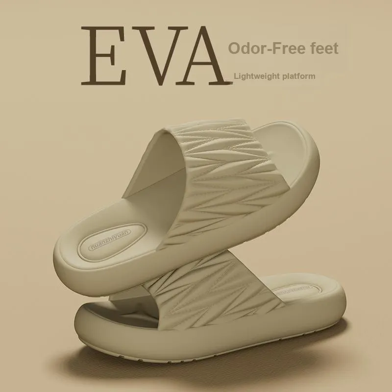 Warm Edge Pleated Slippers Summer Home Indoor Minimalist Style Slip Resistant Couple Bathroom Bathing Home Slippers-14