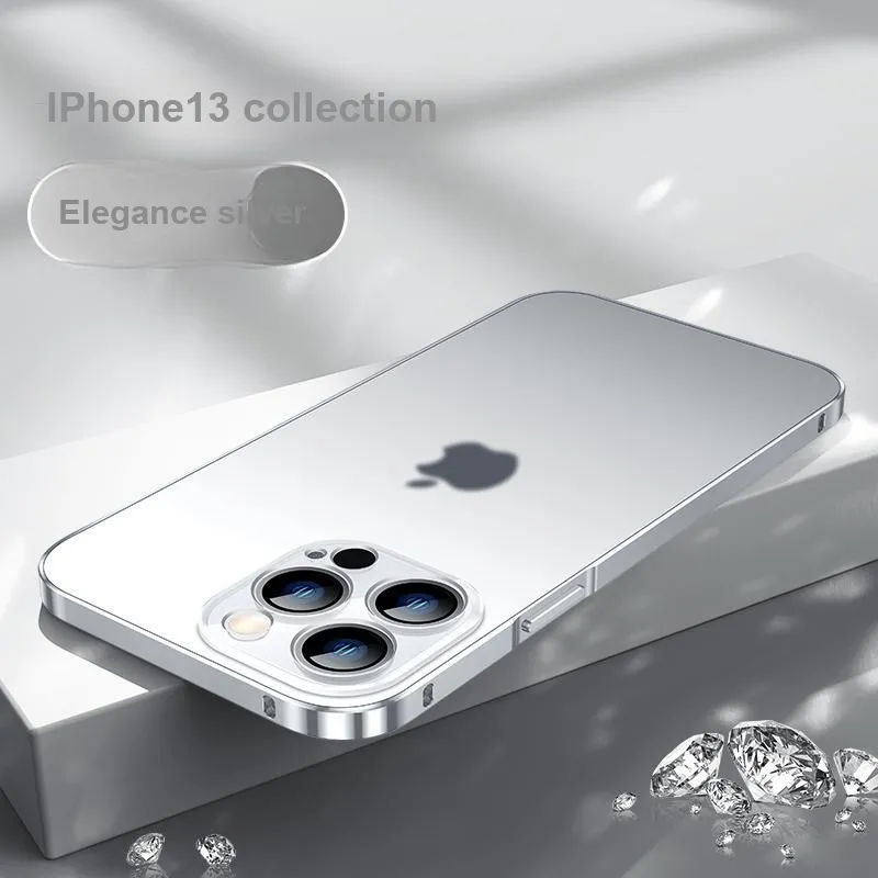 Andmo Metal Advanced Matte Transparent Impact Resistant Phone Case Compatible With Apple 13/13 Pro/13 Pro Max-13
