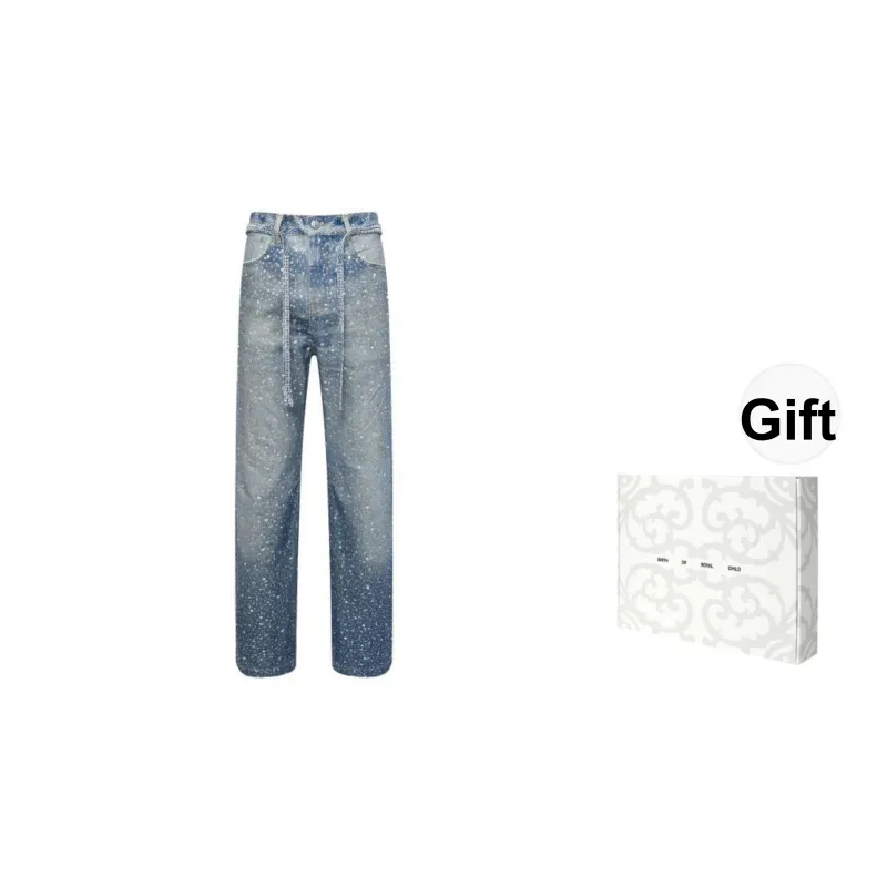 BIRTH OF ROYAL CHILD Rhinestone embellished Wide leg Jeans-0