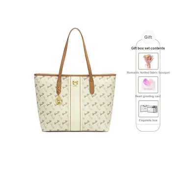 JUST STAR PU Tote Bag Shopping Bag Shoulder Bags Large Size Women's Milk Tea Ecru