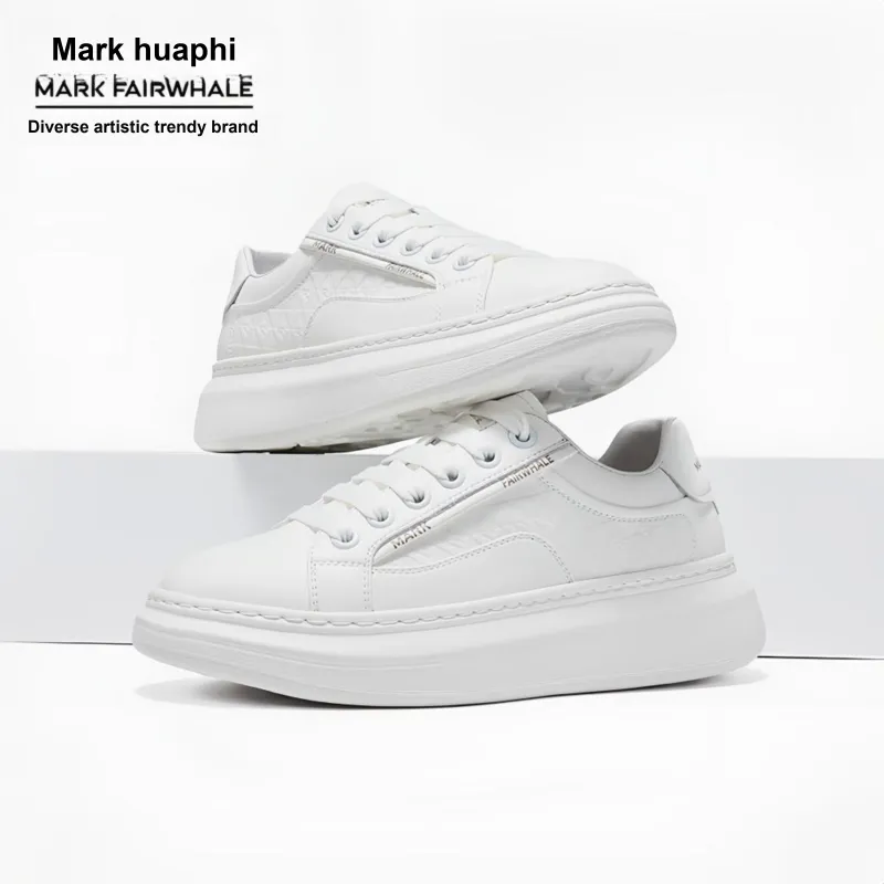 FAIRWHALE White Moonlight Collection Small White Shoes Low Top Minimalist Versatile Men's White-2