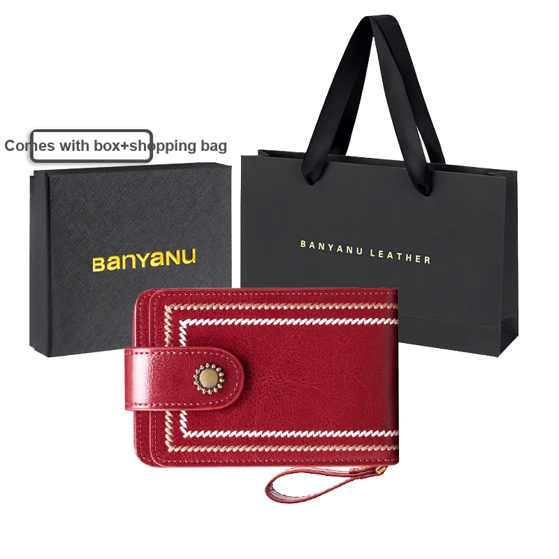 Banyanu Cow Leather Card Holder Regular Women's Jasper/Burgundy/Black/Peacock Blue/Brown/Antique Yellow-19
