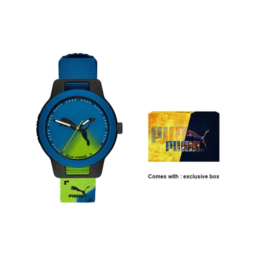 PUMA Наручные часы Кварцевый механизм Силиконовый ремешок 43 мм Синий циферблат Мужские часы