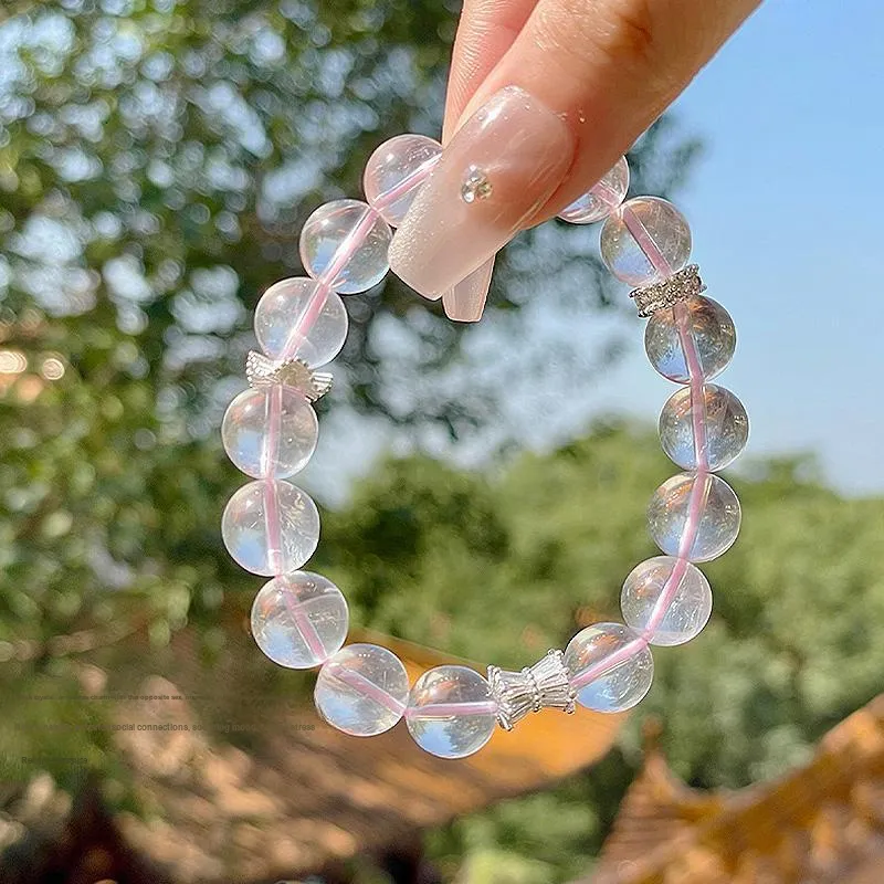 LUXLINE Natural Pink Crystal Jade Bracelets Women's-1