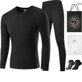 Men's Crew Neck Set (Black) 100% cotton Antibacterial/Includes 2 Pack Socks