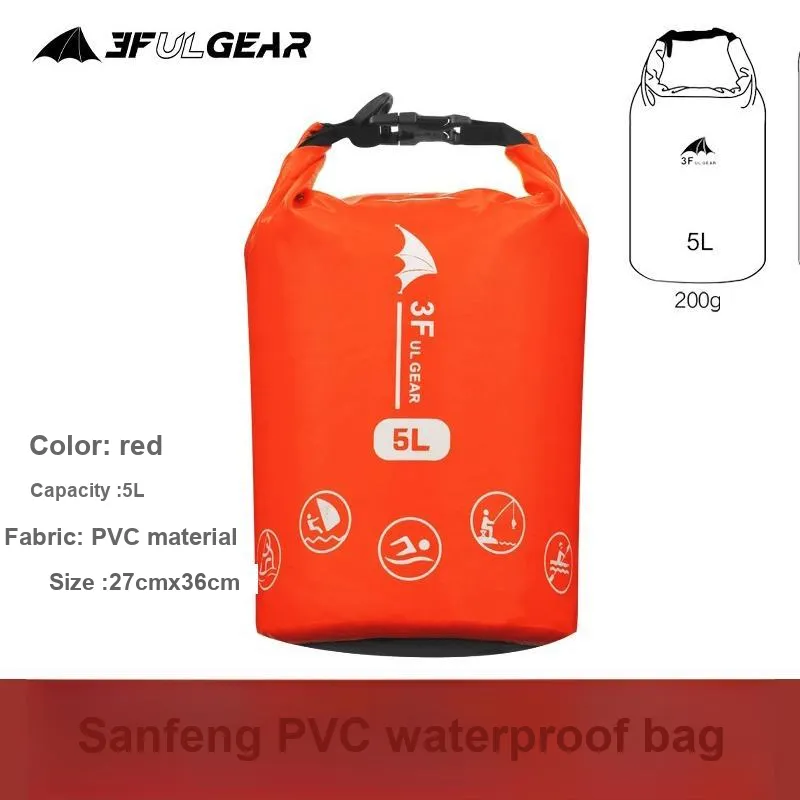 Three Peaks Out Outdoor Waterproof Bag Drifting And Kayaking Float Fishing PVC Material Orange 5L Shoulder Bag-1