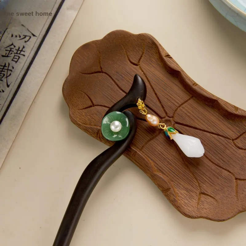 AGOVSKI Copper Alloy+Wooden+Pearl+Oil Drip+Colored Glaze Hairpins Women's-3