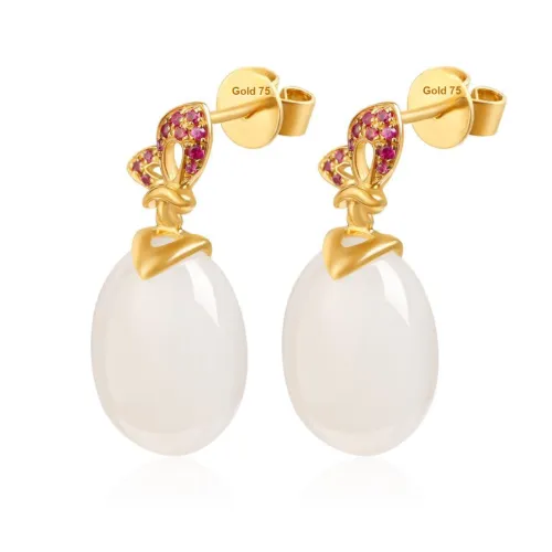 TAMINA Earrings White Jade Women's
