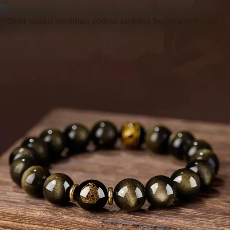 Stone On The Line Obsidian Bracelets Unisex-1