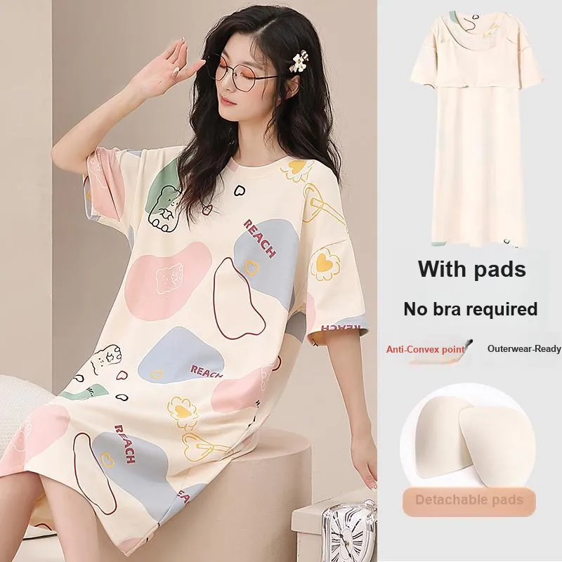 FENTENGCARE Nightgown Women's Apricot-2